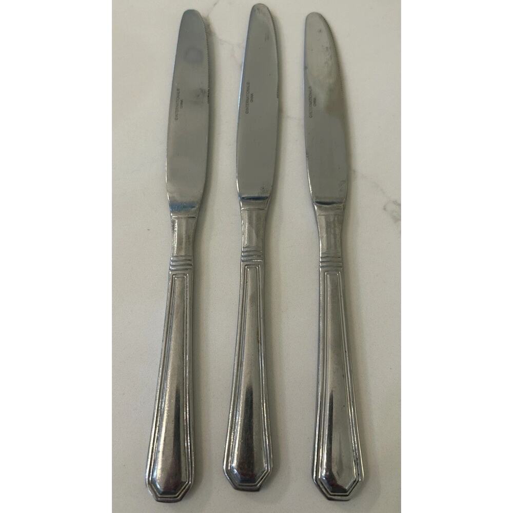 Vtgโ Desoto International Silver 18/10 Stainless Outline Set Of 3 Dinner Knives